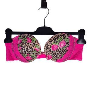 Victoria's Secret PINK Heartbreaker Plunge Multi-Way Pink and Animal Print 34B